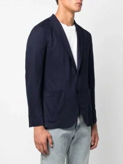 Cashmere blu a petto singolo