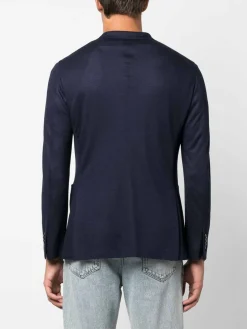 Cashmere blu a petto singolo