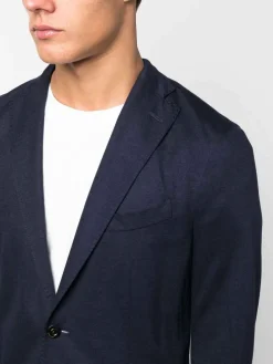 Cashmere blu a petto singolo