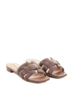 Ciabatta Flat Marrone In Pelle