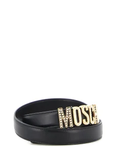 Cintura con logo dorato con perle