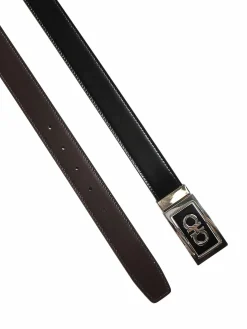 Cintura ganci reversibile in pelle di vitello