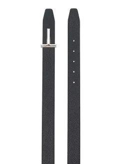 Cintura in pelle con placca logo