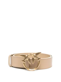 Cintura in pelle con placca logo Love berry