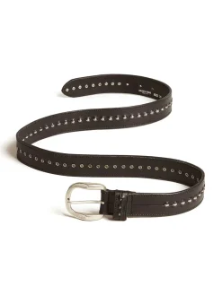 Cintura In Pelle Lavata Con Borchie