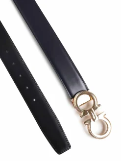 Cintura In Pelle Liscia Con Fibbia Gancio