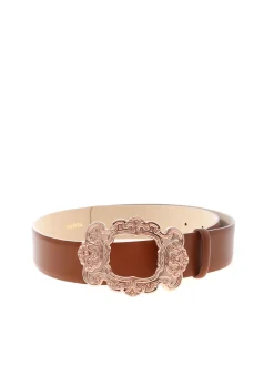 Cintura marrone con fibbia effetto barocco