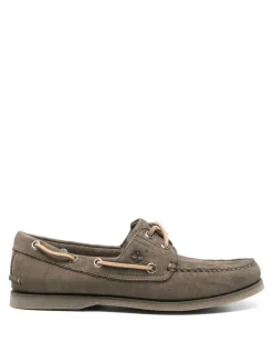 Classiche scarpe da barca in pelle verde