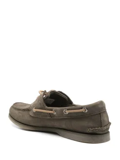 Classiche scarpe da barca in pelle verde