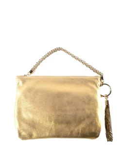Clutch Callie in pelle metallizzata dorata