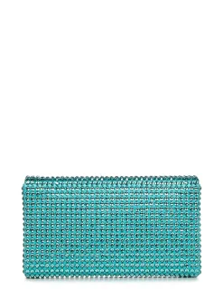 Clutch in raso e cristalli color caraibico