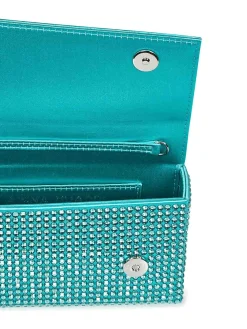 Clutch in raso e cristalli color caraibico