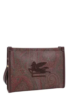 Clutch in tela spalmata con motivo pailsey
