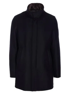 Coat nero con zip e pulsanti Chiusura