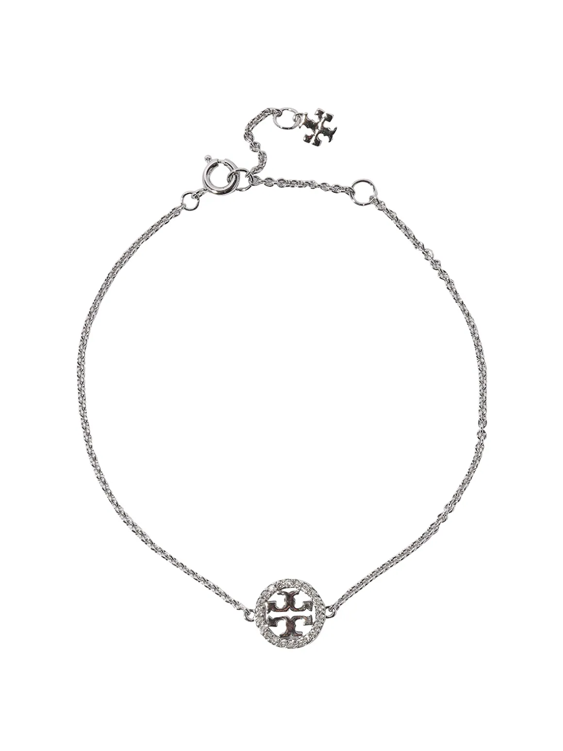 Collana color argento con charm e cristalli