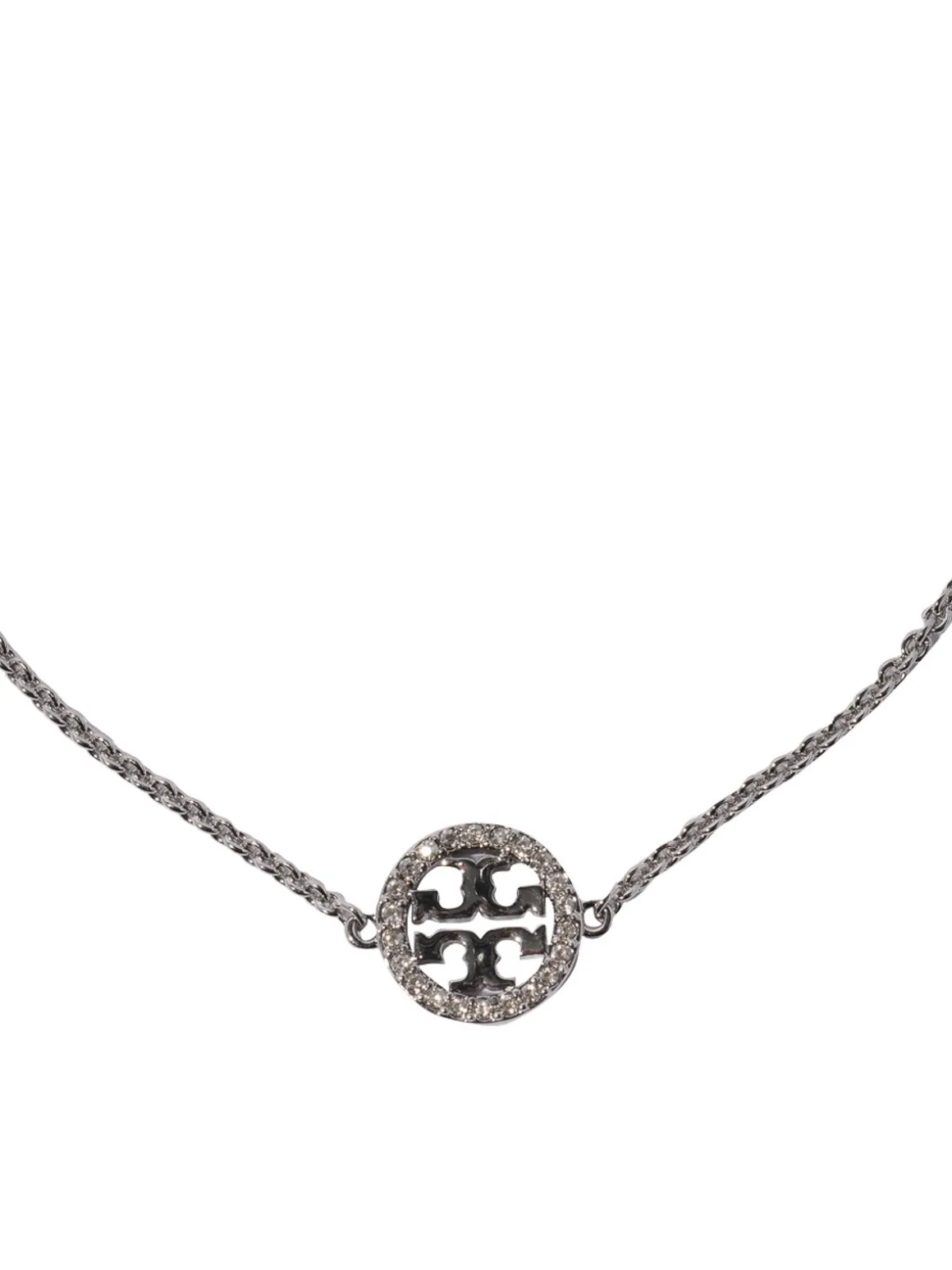 Collana color argento con charm e cristalli