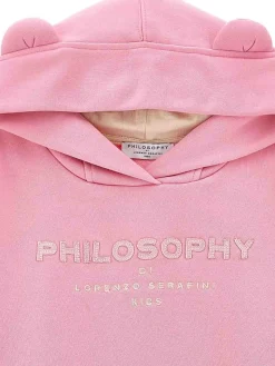 Con cappuccio rosa in cotone con logo