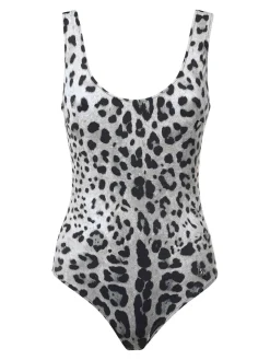 Costume intero olimpico con stampa leopardata