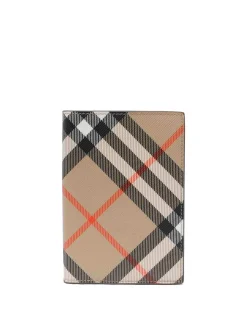 Custodia per passaporto a quadri beige