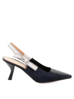 Dcollet Slingback Nera Avorio In Pelle