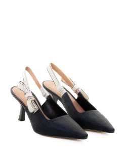 Dcollet Slingback Nera Avorio In Pelle