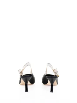 Dcollet Slingback Nera Avorio In Pelle