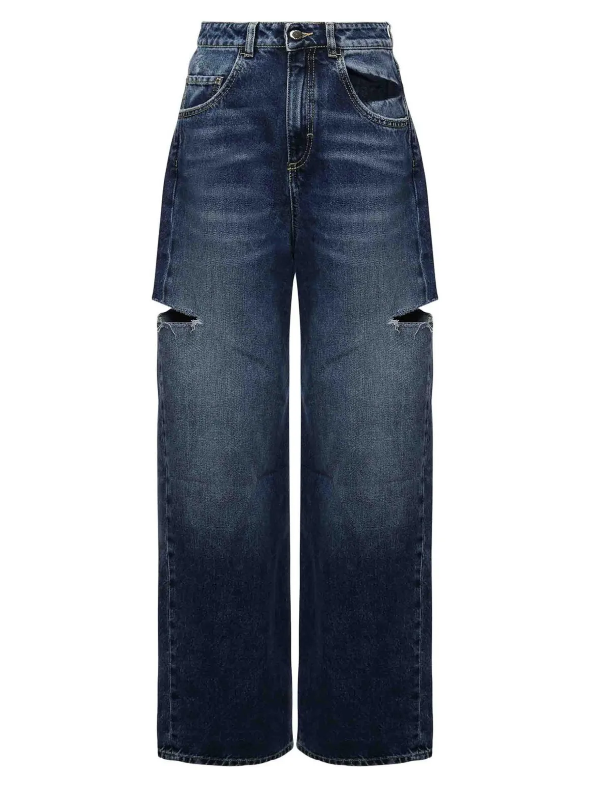 Dettagli ritagliati dei jeans di papavero