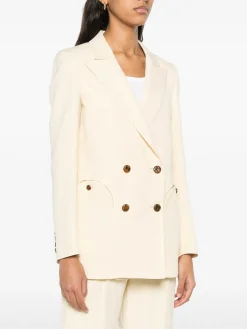 ESE ER a doppio petto in lino crema e seta