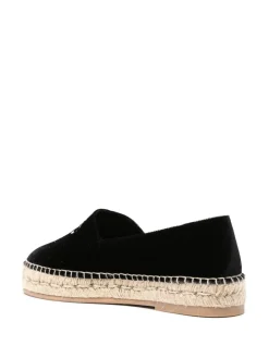 Espadrillas in velluto con logo ricamato