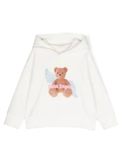 Felpa con cappuccio con stampa grafica bianca