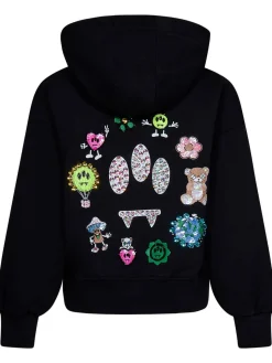 Felpa Cropped Stampa Logo In Cotone Nero