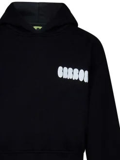 Felpa Cropped Stampa Logo In Cotone Nero