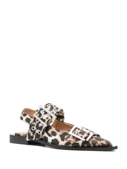 Feminine Buckle Ballerina Satin Print