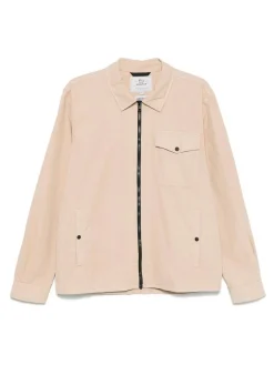 Giacca beige con tasche e chiusura a zip