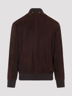 Giacca bomber in pelle scamosciata