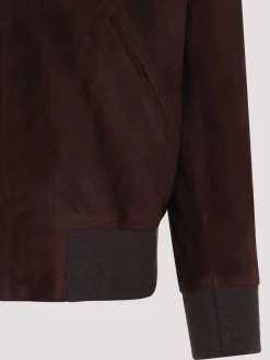 Giacca bomber in pelle scamosciata