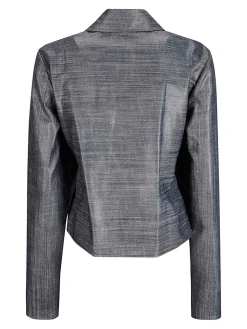 Giacca corta in denim medio scuro