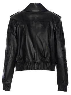 Giacca da moto in pelle nera