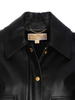 Giacca da moto in pelle nera