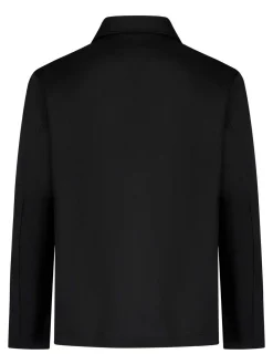 Giacca della camicia di lana tropicale nera