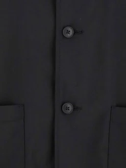 Giacca della camicia di lana tropicale nera