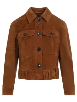 Giacca in pelle ritagliata