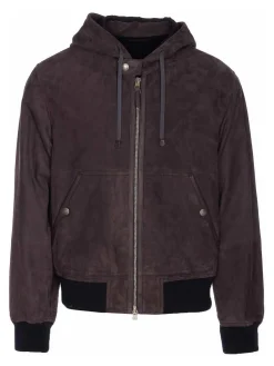 Giacca in pelle scamosciata marrone