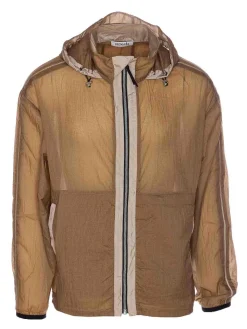 Giacca naturale con chiusura a zip frontale