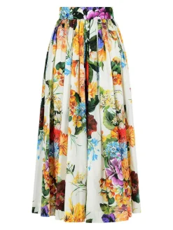 Gonna di cotone multicolore forata
