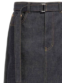 Gonna di denim pieghettata