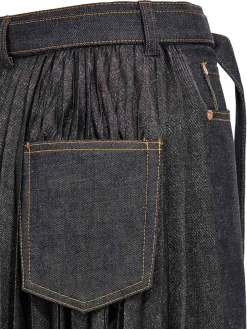 Gonna di denim pieghettata
