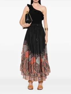 Gonna di seta maxi con ruffi di rhiannon