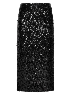 Gonna midi a matita di paillettes nera