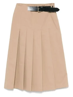 Gonna midi di cotone in beige